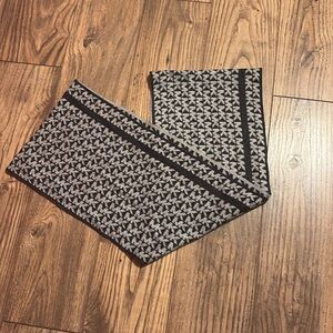 NWOT Michael Kors Black and Gray Allover MK logo infinity scarf 60” long x 10” w